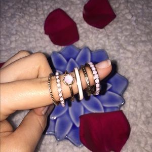 6 Set Of Gold and Light Pink Rings